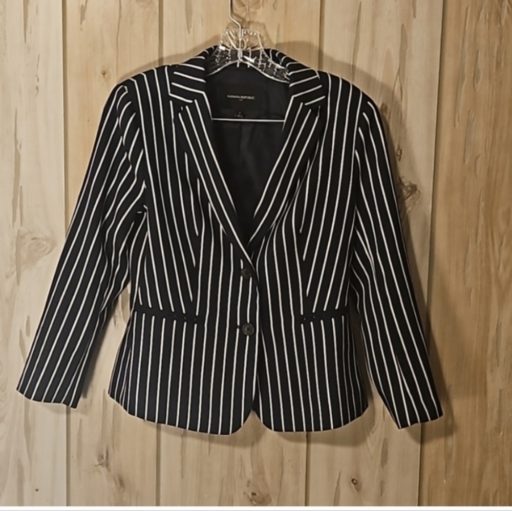 Banana Republic Black Blazer with White Stripes